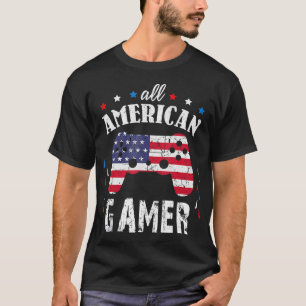 All American Gamer Patriotic Video Game 4th of Jul T-Shirt