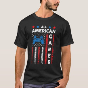 All American Gamer Patriotic Video Game 4th Of Jul T-Shirt