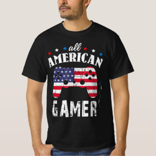 All American Gamer Patriotic Video Game 4th of Jul T-Shirt