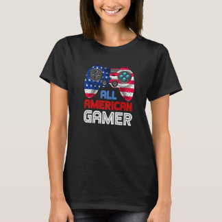 All American Gamer  Patriotic Video Games July Fou T-Shirt