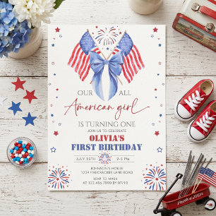 All American Girl 1st Birthday Invitation
