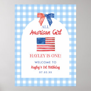 All American Girl 1st Birthday Welcome Printable Poster