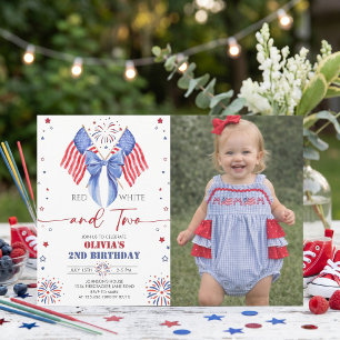 All American Girl 2nd Photo Birthday Invitation