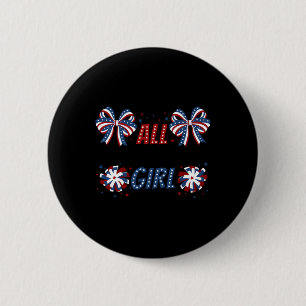 All American Girl 4th July Coquette Bows American  6 Cm Round Badge