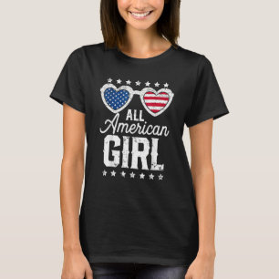 All American Girl 4th Of July Girls Kids Sunglasse T-Shirt