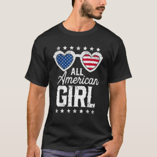 All American Girl 4th Of July Girls Kids Sunglasse T-Shirt