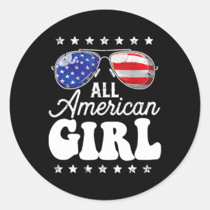 All American Girl 4th Of July Usa Boys Patriotic T Classic Round Sticker