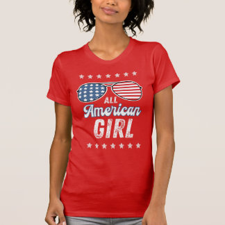 All American Girl American Flag Aviator Glasses T-Shirt