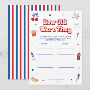 All American Girl Baby Shower Guess The Age Game Invitation