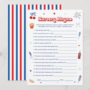 All American Girl Baby Shower Nursery Rhyme Game Invitation