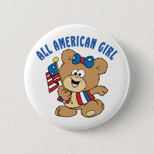 All American Girl Bear 6 Cm Round Badge