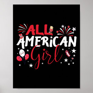 All American Girl For Independence Day Girls Patri Poster