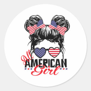 All American Girl Funny Independence 4th Of July P Classic Round Sticker