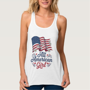 All American Girl Patriotic Daisy Flag Shirt Desig