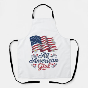 All American Girl Patriotic Daisy Flag Shirt Desig Apron