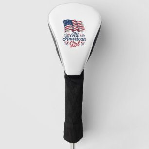 All American Girl Patriotic Daisy Flag Shirt Desig Golf Head Cover