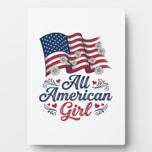 All American Girl Patriotic Daisy Flag Shirt Desig Plaque