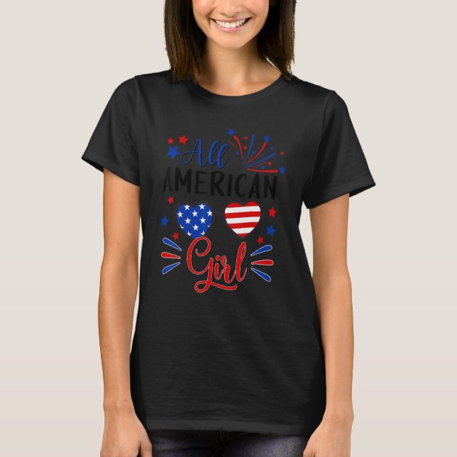 All American Girl Patriotic July 4th  Kids T-Shirt (Front)