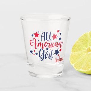 All American Girl Patriotic Stars Celebration Desi Shot Glass