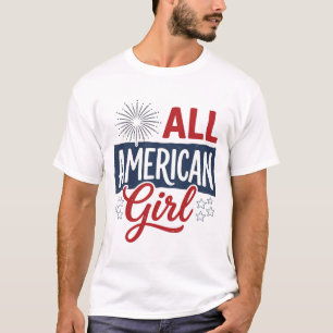 All American Girl Patriotic Vintage Shirt Design_1