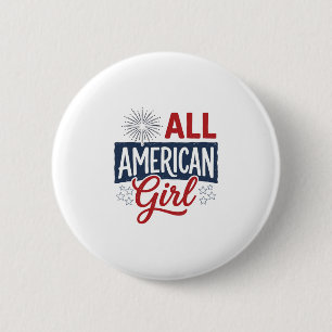 All American Girl Patriotic Vintage Shirt Design_1 6 Cm Round Badge