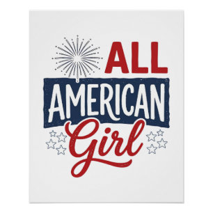All American Girl Patriotic Vintage Shirt Design_1 Poster