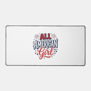 All American Girl Patriotic Vintage Vector Design_ Desk Mat