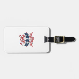 All American Girl Patriotic Vintage Vector Design_ Luggage Tag