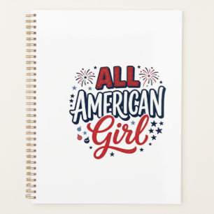 All American Girl Patriotic Vintage Vector Design_ Planner