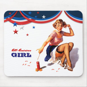 All-American Girl. Pin-up Design Gift Mousepads
