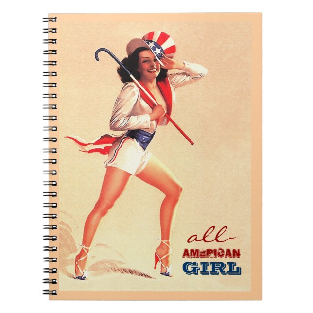 All-American Girl. Pin-up Design Spiral Notebook (Front)