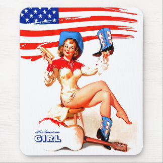 All-American Girl. Retro Pin-up Mouse Pad