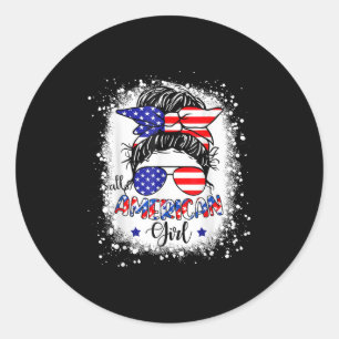 All American Girl Shirt Usa Flag 4th July Women Ki Classic Round Sticker