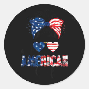 All American Girl Shirt Usa Flag 4th July Women Ki Classic Round Sticker