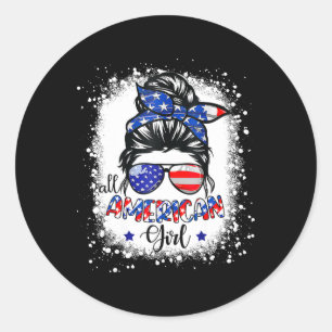 All American Girl Shirt Usa Flag 4th July Women Ki Classic Round Sticker