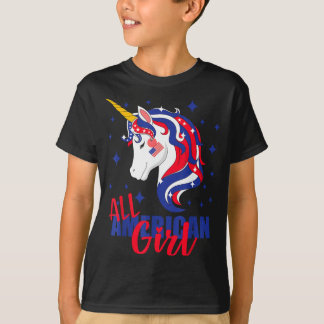 All american girl usa flag 4th july unicorn  T-Shirt