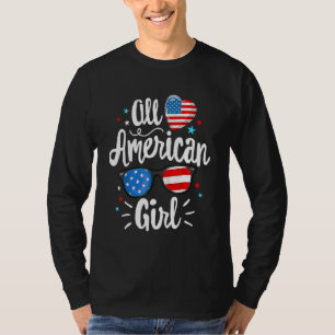 All American Girl Women American Flag 4th Of July  T-Shirt