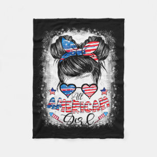All American Girls 4th Of July Bleached Shirts Dau Fleece Blanket