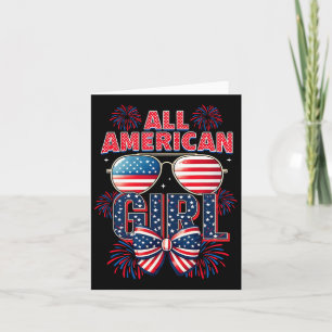 All American Girls 4th Of July Coquette Bow Patrio Card