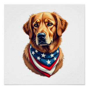 All American Golden Retriever Vintage Tee Poster