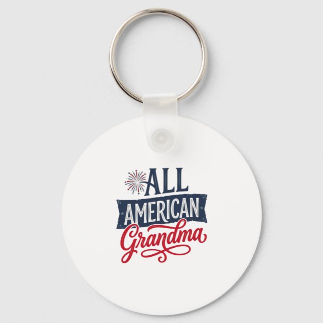 All American Grandma Patriotic Firework Design_1 Key Ring (Front)