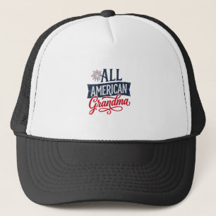 All American Grandma Patriotic Firework Design_1 Trucker Hat