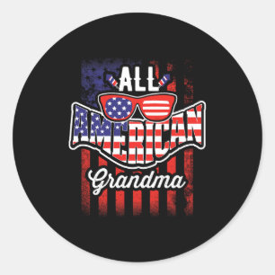 All American Grandma Usa Flag Vintage Funny Comfor Classic Round Sticker