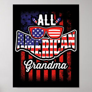 All American Grandma Usa Flag Vintage Funny Comfor Poster