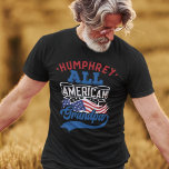 All american grandpa 4th july patriotic family T-Shirt<br><div class="desc">Celebrate July the fourth with this patriotic t-shirt featuring the wording "All American grandpa" in red, white, and light blue retro-style fonts over the iconic USA stars and stripes flag. Easily customisable with your name, this t-shirt is perfect for any 4th of July party or family reunion, or even just...</div>