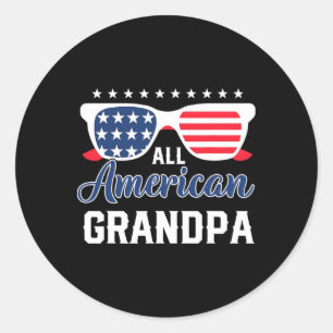 All American Grandpa 4th Of July Usa Sungles Mens  Classic Round Sticker