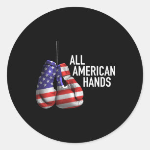 All American Hands Boxing Gloves – Patriotic Usa F Classic Round Sticker