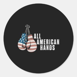 All American Hands Boxing Gloves Usa Flag Patrioti Classic Round Sticker