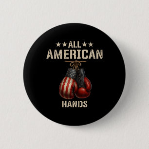 All American Hands Boxing Patriotic Usa Flag Glove 6 Cm Round Badge