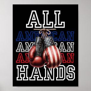 All American Hands Usa Flag Boxing Gloves Tee Poster